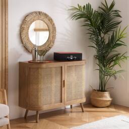 Birlea 2 Door Rattan Sideboard Curved Cupboard Sark Storage Cabinet in Beige - thumbnail 1