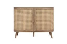 Birlea 2 Door Rattan Sideboard Curved Cupboard Sark Storage Cabinet in Beige - thumbnail 9