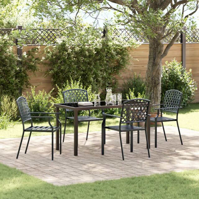 Berkfield Home 5 Piece Garden Dining Set Anthracite Steel - image 1