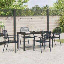 Berkfield Home 5 Piece Garden Dining Set Anthracite Steel - thumbnail 4