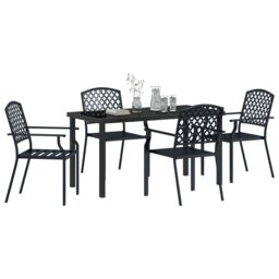 Berkfield Home 5 Piece Garden Dining Set Anthracite Steel - thumbnail 3