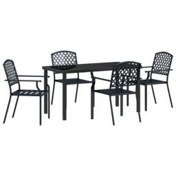 Berkfield Home 5 Piece Garden Dining Set Anthracite Steel - thumbnail 2