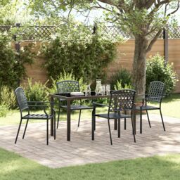 Berkfield Home 5 Piece Garden Dining Set Anthracite Steel