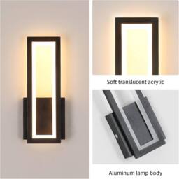 Pheashine Black 32cm LED Wall Light 16W 3000K 2000LM Acrylic Warm White - thumbnail 5