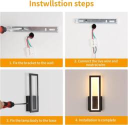 Pheashine Black 32cm LED Wall Light 16W 3000K 2000LM Acrylic Warm White - thumbnail 8