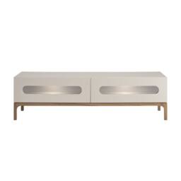 Angel Cerda TV Stand - Grey MDF with Walnut Legs & Interior LED - thumbnail 2