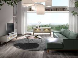 Angel Cerda TV Stand - Grey MDF with Walnut Legs & Interior LED - thumbnail 4
