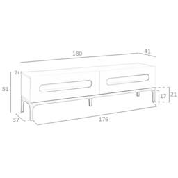 Angel Cerda TV Stand - Grey MDF with Walnut Legs & Interior LED - thumbnail 8