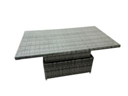 Fimous Poly Rattan Outdoor Patio Corner Sofa Set with 3 Stools in Dark Grey - thumbnail 3