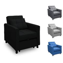 Alivio 3-in-1 Convertible Sofa Bed with Adjustable Backrest Pull-Out Sleeper in Black - thumbnail 2