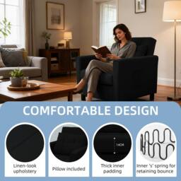 Alivio 3-in-1 Convertible Sofa Bed with Adjustable Backrest Pull-Out Sleeper in Black - thumbnail 4