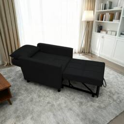 Alivio 3-in-1 Convertible Sofa Bed with Adjustable Backrest Pull-Out Sleeper in Black - thumbnail 9