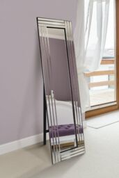 MirrorOutlet 'Oakley' All Glass Triple Edge Bevelled Full Length Cheval Mirror 150 x 40 CM in Clear