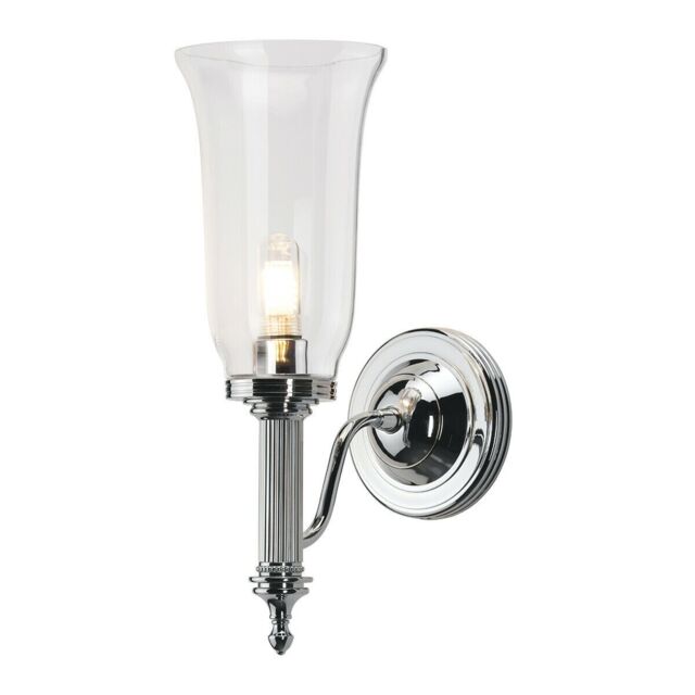 Loops IP44 Wall Light Glass Shade Georgian Style Polished Chrome LED G9 3.5W in Clear
