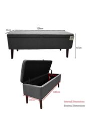 FWStyle Men's Grey Linen Ottoman Storage Bench With Solid Wooden Legs - thumbnail 6