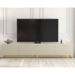 Creative Furniture Ripple Duo TV Unit 200cm - Cashmere Warm Beige Taupe Finish with Gold - thumbnail 1