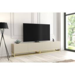 Creative Furniture Ripple Duo TV Unit 200cm - Cashmere Warm Beige Taupe Finish with Gold - thumbnail 6