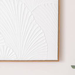 Melody Maison Extra Large White Ginkgo Textured Wall Art - 55cm X 80cm in Gold - Size: 55 cm X 80 cm - thumbnail 4