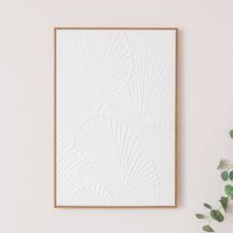Melody Maison Extra Large White Ginkgo Textured Wall Art - 55cm X 80cm in Gold - Size: 55 cm X 80 cm