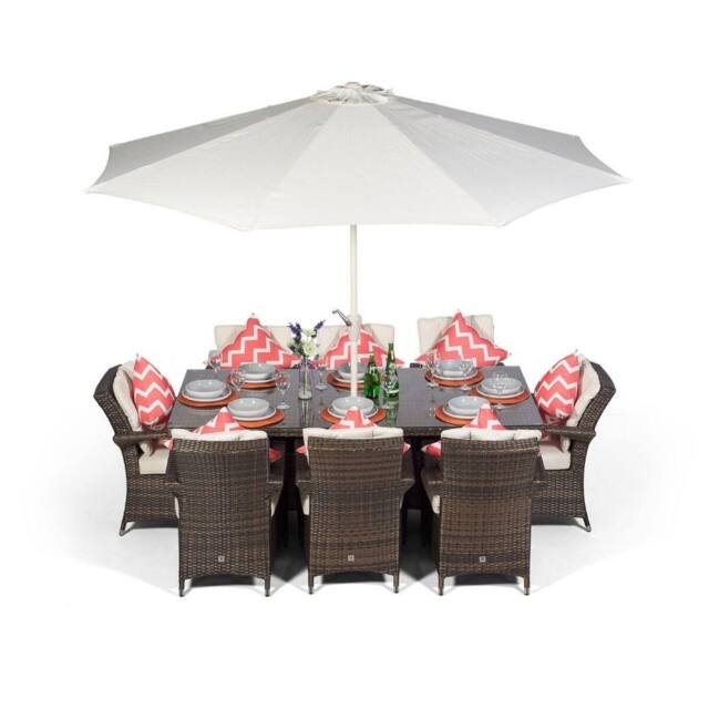 Thats Furniture Arizona Rectangular 8 Seater Rattan Patio Dining Set in Brown - image 1