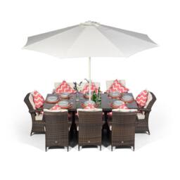 Thats Furniture Arizona Rectangular 8 Seater Rattan Patio Dining Set in Brown
