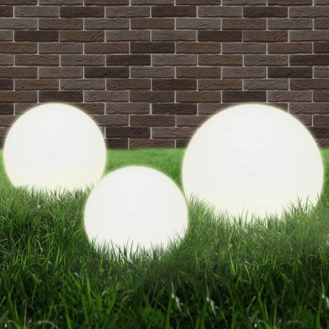 Berkfield Home LED Bowl Lamp Set 3 Pieces Spherical 20/30/40 cm PMMA in White - image 1