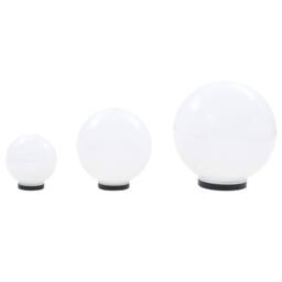 Berkfield Home LED Bowl Lamp Set 3 Pieces Spherical 20/30/40 cm PMMA in White - thumbnail 4