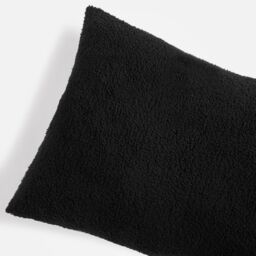 OHS Long Bolster Pillow Teddy Fleece Body Neck Pregnancy Support Cushion in Black - thumbnail 6