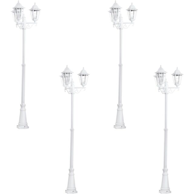 Loops 4 PACK IP44 Outdoor Bollard Light White Aluminium Lantern 3 Arm 60W E27 Post - image 1