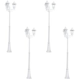 Loops 4 PACK IP44 Outdoor Bollard Light White Aluminium Lantern 3 Arm 60W E27 Post - thumbnail 1