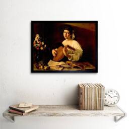 "Artery8 Painting Study Caravaggio Lute Player 12x16"" Framed Art Print in Brown - Size: W12"" x H16""" - thumbnail 2