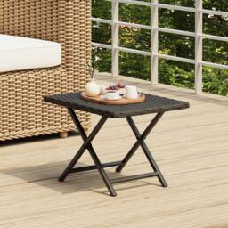 Berkfield Home Folding Table Black 45x35x32 cm Poly Rattan - Size: 45 x 35 x 32 cm - thumbnail 2