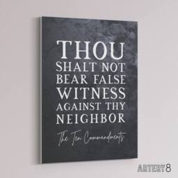 "Artery8 Ten Commandments False Witness Bible Quote Canvas Wall Art Print in Grey - Size: W18"" x H24""" - thumbnail 2