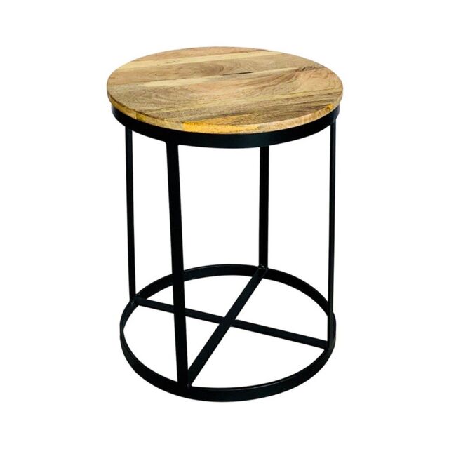 Jaipur Furniture Ltd Ravi Top Large Round Stool Plain - Mango Wood - L47 x W47 x H60 cm - PP Sawn Finish in Brown - image 1