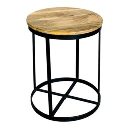 Jaipur Furniture Ltd Ravi Top Large Round Stool Plain - Mango Wood - L47 x W47 x H60 cm - PP Sawn Finish in Brown - thumbnail 2