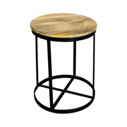 Jaipur Furniture Ltd Ravi Top Large Round Stool Plain - Mango Wood - L47 x W47 x H60 cm - PP Sawn Finish in Brown - thumbnail 1