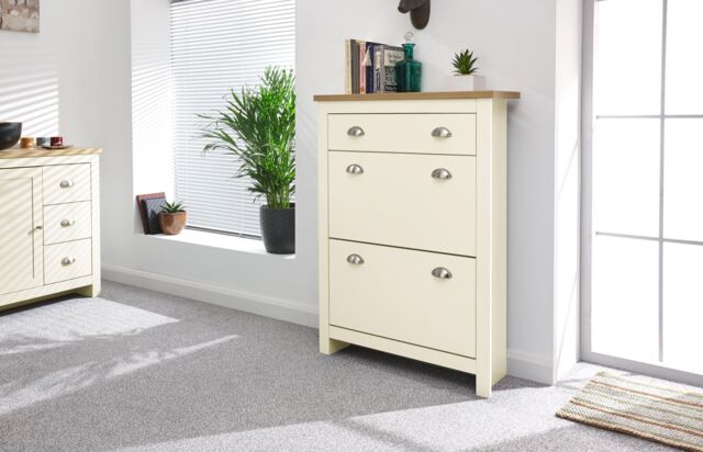 GFW Lancaster 2 Door 1 Drawer Shoe Cabinet in Cream - image 1