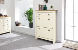 GFW Lancaster 2 Door 1 Drawer Shoe Cabinet in Cream - thumbnail 1