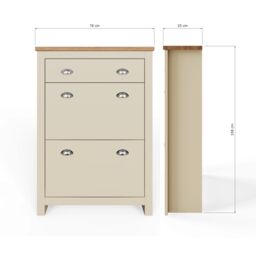 GFW Lancaster 2 Door 1 Drawer Shoe Cabinet in Cream - thumbnail 8