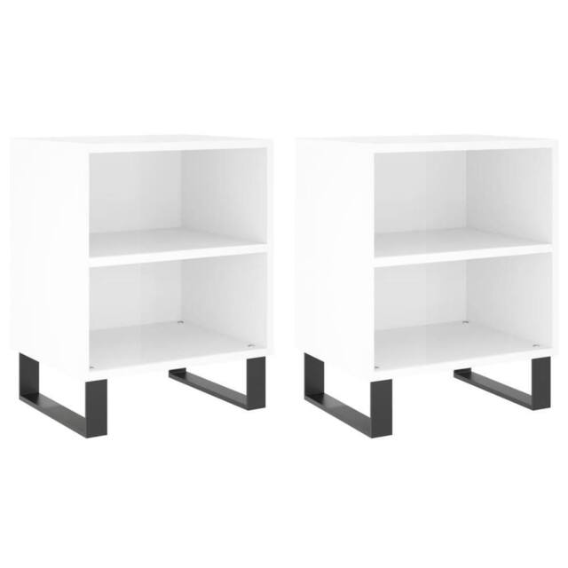 Berkfield Home Bedside Cabinets 2 pcs High Gloss White 40x30x50 cm Engineered Wood - Size: 40 x 30 x 50 cm - image 1