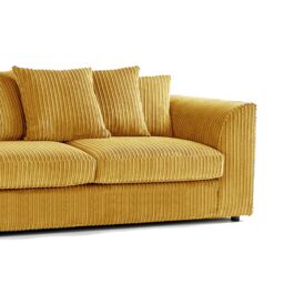 Furnishings For Less UK Luxor Jumbo Cord Fabric 3 Seater Sofa in Mustard - thumbnail 3