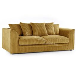Furnishings For Less UK Luxor Jumbo Cord Fabric 3 Seater Sofa in Mustard