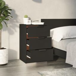 Berkfield Home Bedside Cabinets 2 pcs Black 40x36x65 cm - Size: 40 x 36 x 65 cm - thumbnail 3