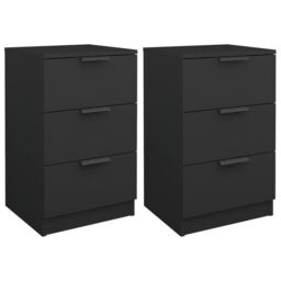 Berkfield Home Bedside Cabinets 2 pcs Black 40x36x65 cm - Size: 40 x 36 x 65 cm - thumbnail 2
