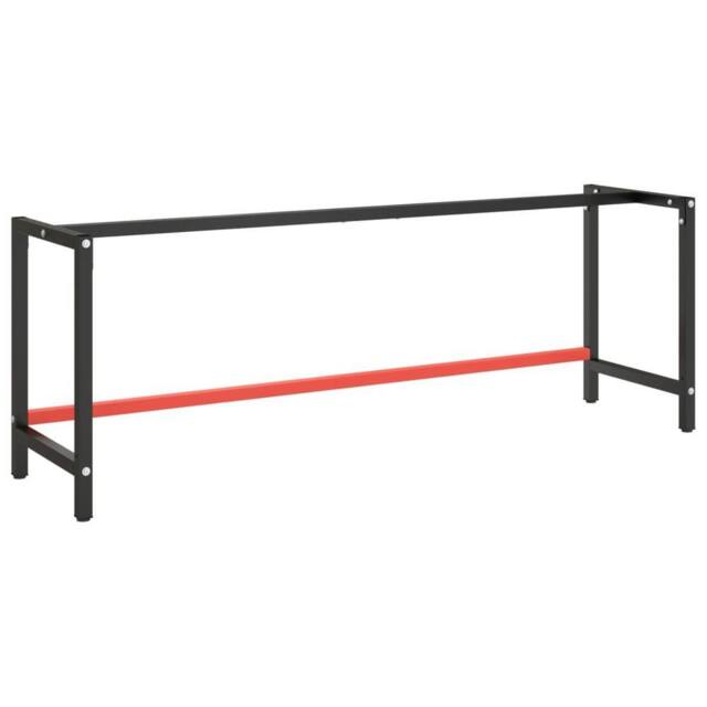 Berkfield Home Work Bench Frame Matte Black & Matte Red 220x57x79 cm Metal - Size: 220 x 57 x 79 cm - image 1