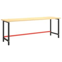 Berkfield Home Work Bench Frame Matte Black & Matte Red 220x57x79 cm Metal - Size: 220 x 57 x 79 cm - thumbnail 2