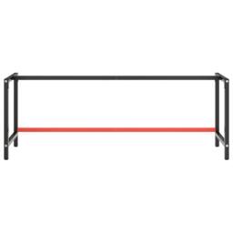 Berkfield Home Work Bench Frame Matte Black & Matte Red 220x57x79 cm Metal - Size: 220 x 57 x 79 cm - thumbnail 4