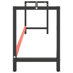 Berkfield Home Work Bench Frame Matte Black & Matte Red 220x57x79 cm Metal - Size: 220 x 57 x 79 cm - thumbnail 5