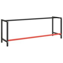 Berkfield Home Work Bench Frame Matte Black & Matte Red 220x57x79 cm Metal - Size: 220 x 57 x 79 cm - thumbnail 3