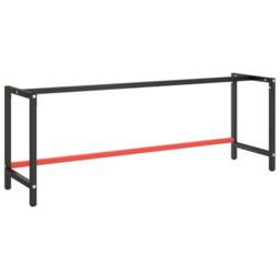 Berkfield Home Work Bench Frame Matte Black & Matte Red 220x57x79 cm Metal - Size: 220 x 57 x 79 cm